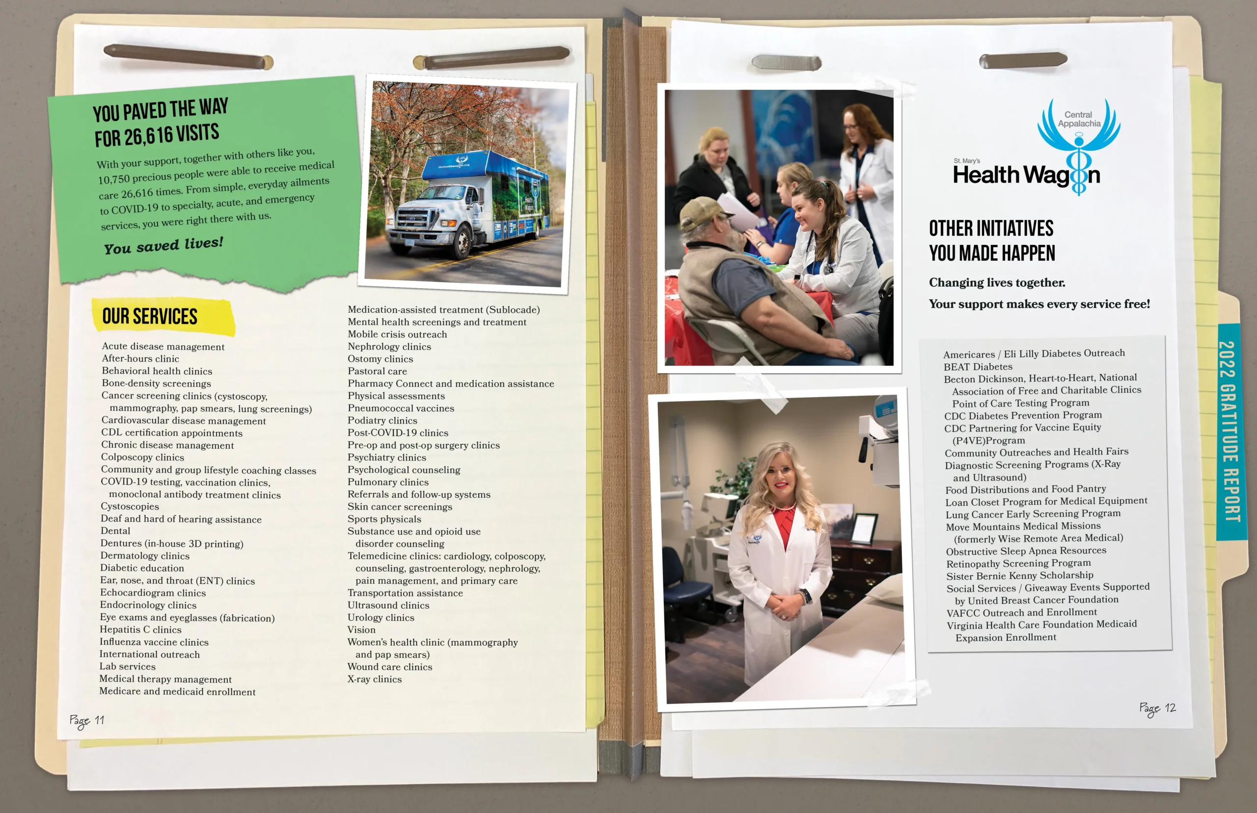 Interior spread from Health Wagon 2023 Gratitude Report