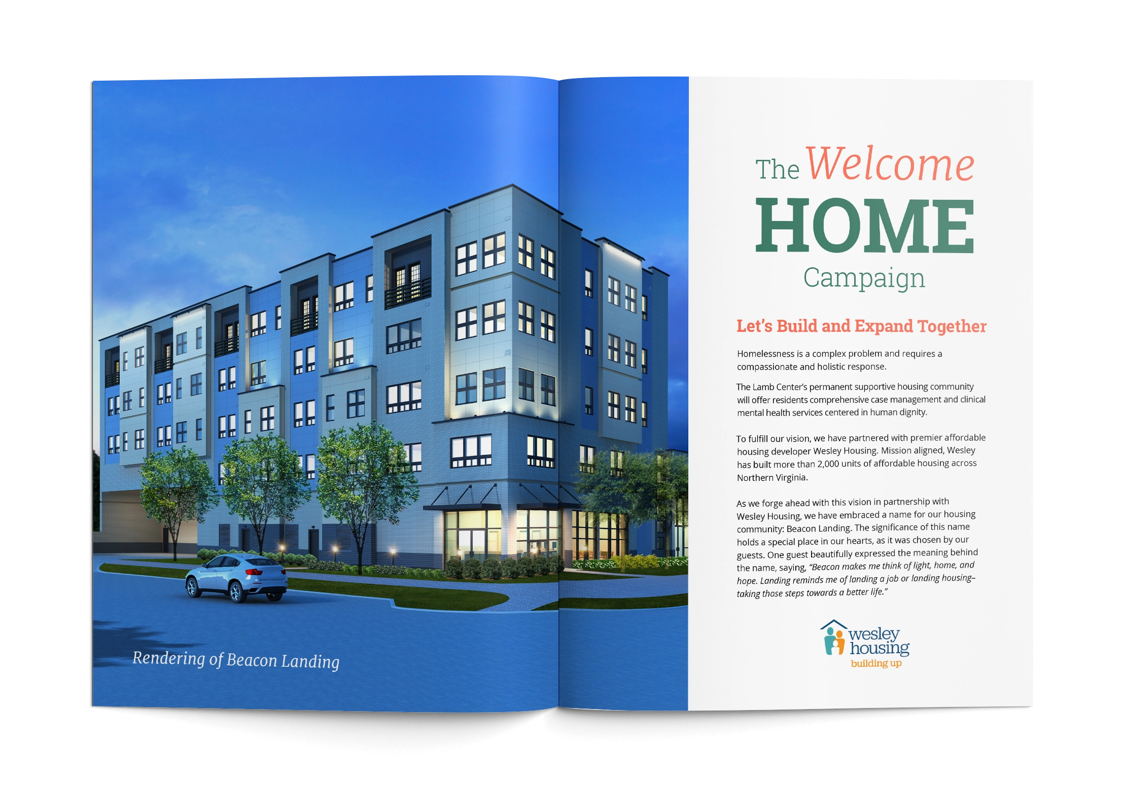 Beacon Landing spread from The Lamb Center capital campaign